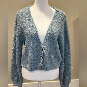 ✨Jessica Simpson cozy oversized teddy cardigan size small baby blue